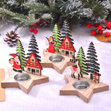 Christmas wooden candle stand decoration