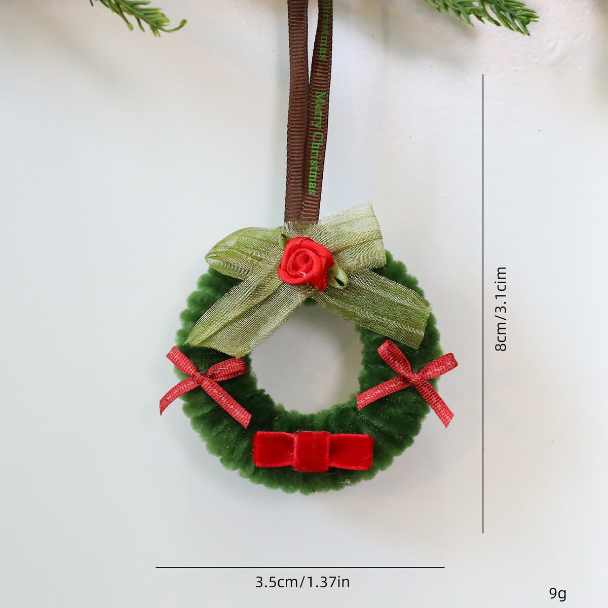 twisted stick fabric Christmas wreath ornament