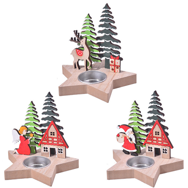 Christmas wooden candle stand decoration