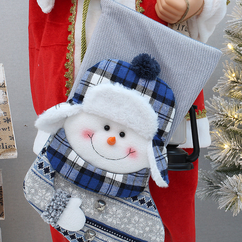 blue knitted Christmas decoration socks