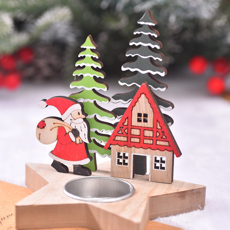 Christmas wooden candle stand decoration