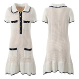 Early spring new product Xiaoxiang contrasting color knitted camisole skirt for women, sweet and slimming sleeveless dress