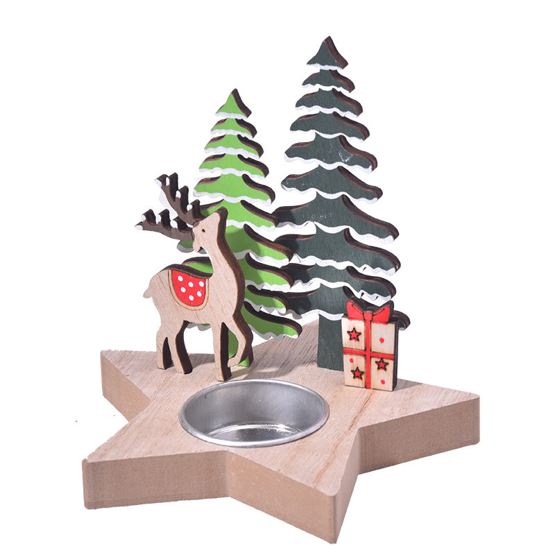 Christmas wooden candle stand decoration