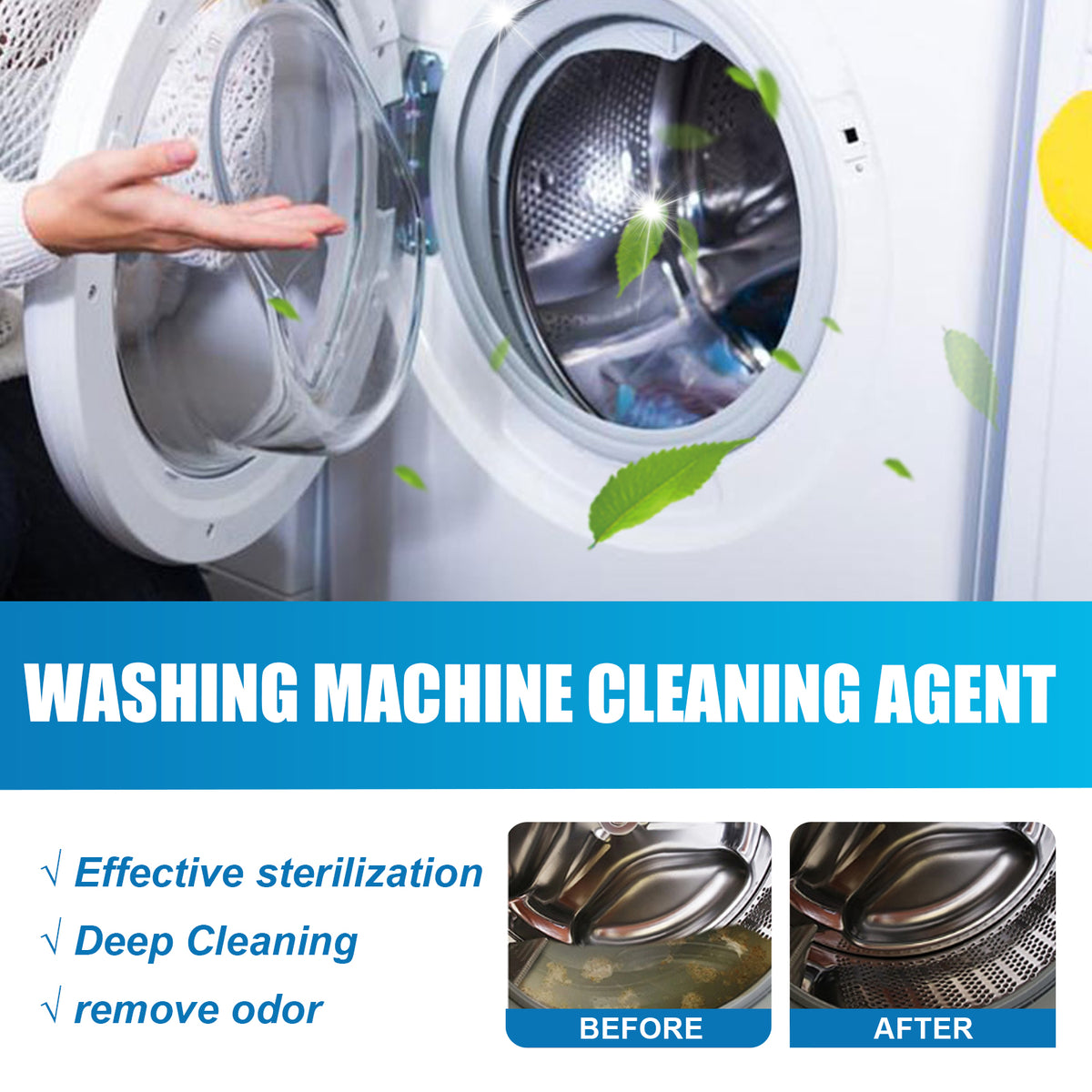 Jue-Fish Washing Machine Cleaner, Washing Machine Tank Automatic Drum Liner Dirt Cleaning Sheet