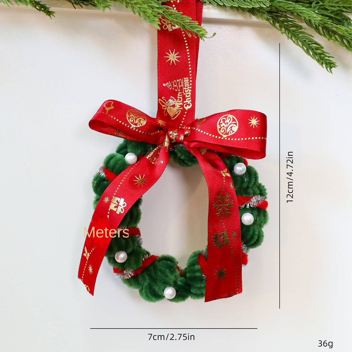 twisted stick fabric Christmas wreath ornament