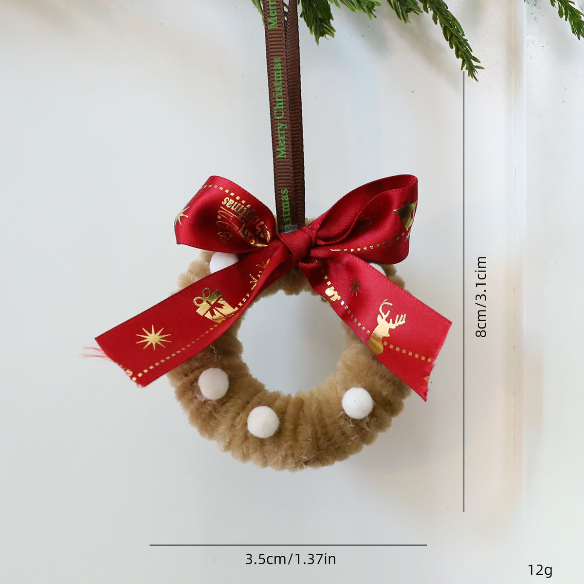 twisted stick fabric Christmas wreath ornament