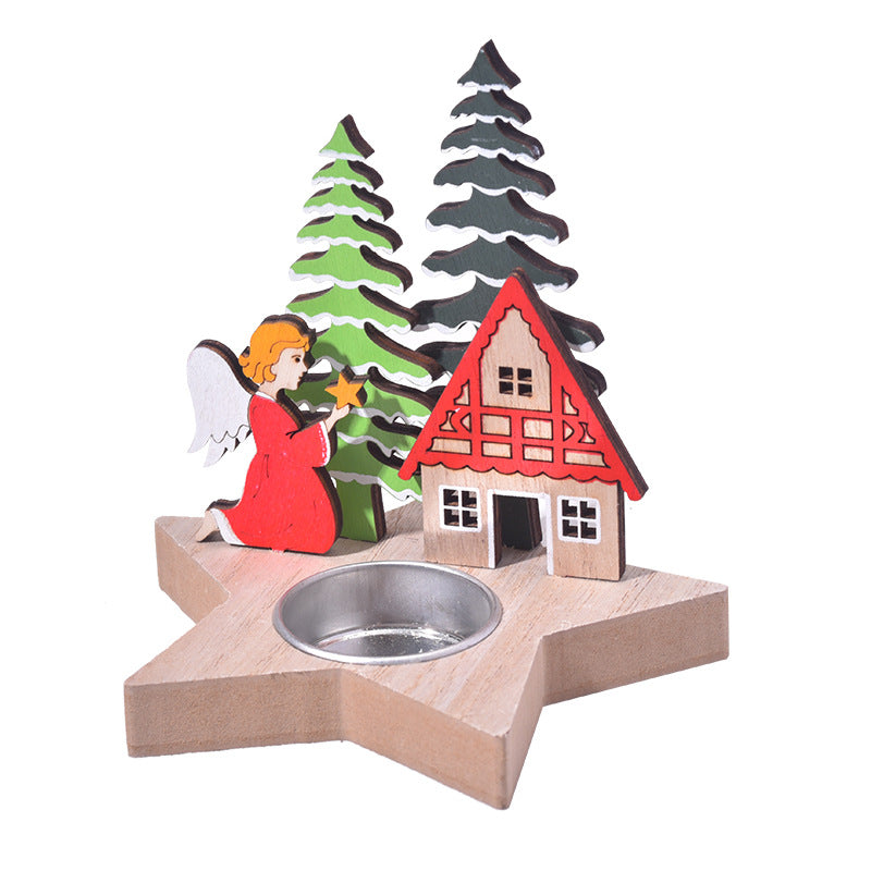 Christmas wooden candle stand decoration