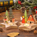 Christmas wooden candle stand decoration