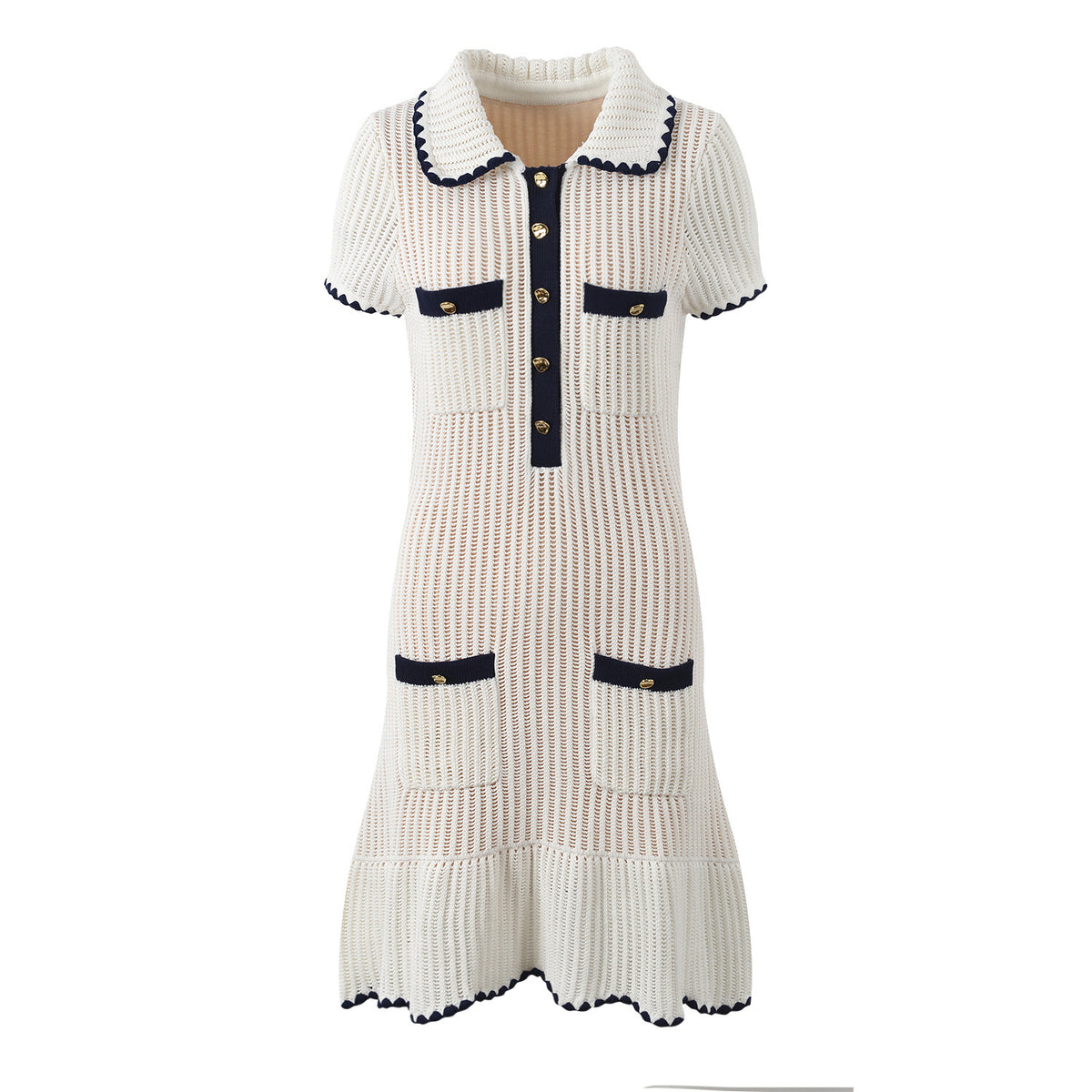 Early spring new product Xiaoxiang contrasting color knitted camisole skirt for women, sweet and slimming sleeveless dress
