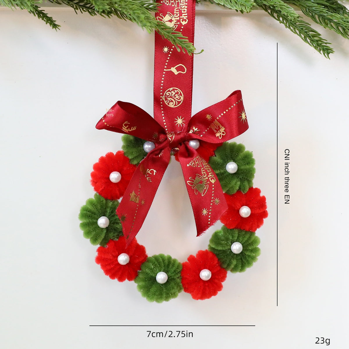twisted stick fabric Christmas wreath ornament