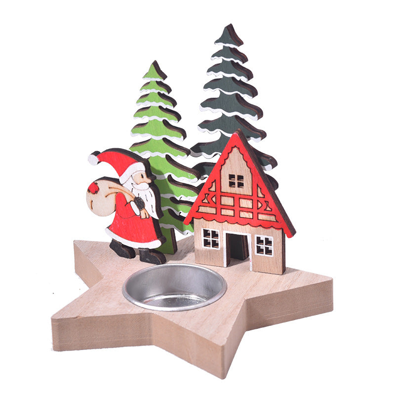 Christmas wooden candle stand decoration