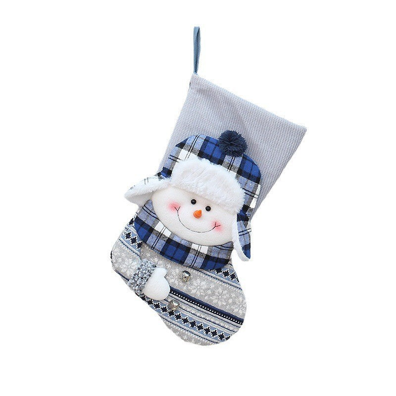 blue knitted Christmas decoration socks